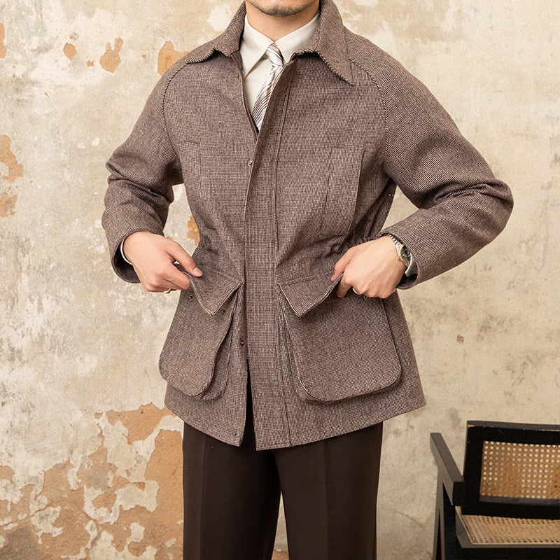 Wełniana kurtka typu car coat w pepitkę | Sterlington